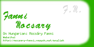 fanni mocsary business card